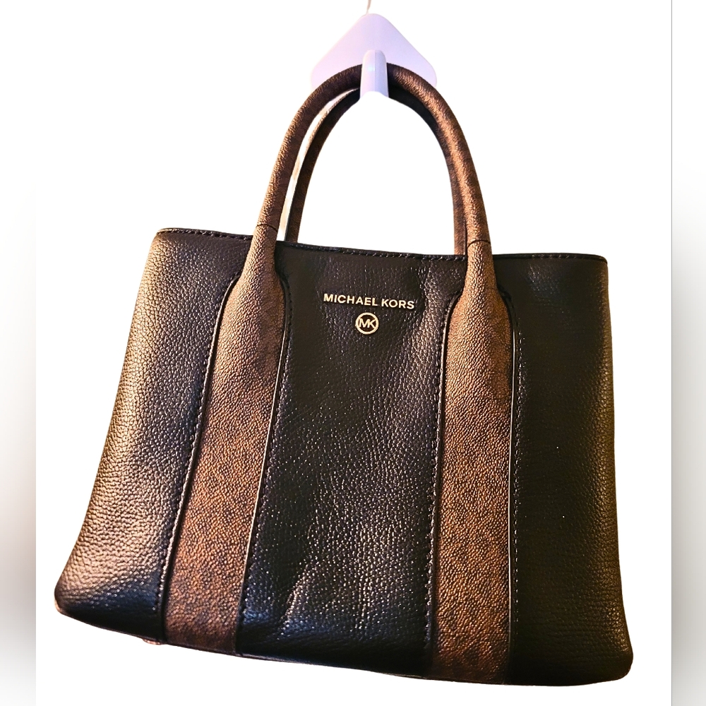 Michael Kors Black and Brown Satchel with Structured Design